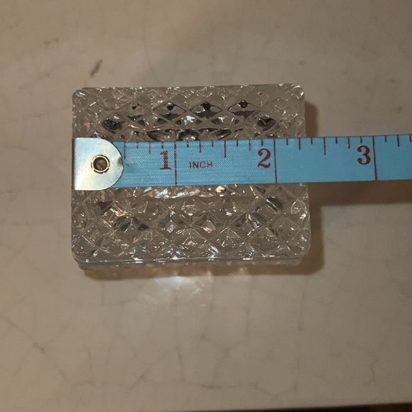 Cut Glass Princess Trinket Box, Pressed Glass Rectangular Tiny Glass Container - Picture 10 of 16